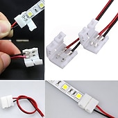 olcso Lámpatalpak és -csatlakozók-10db 2 érintkezős, egyszínű, forrasztatlan LED-es fénycsík huzalszalag csatlakozók 8mm / 10 mm-es széles, flexibilis LED-es lámpákhoz