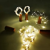 economico Striscie luci a batteria-led luci stringa bottiglia a forma di sughero decorazione di nozze all&#039;aperto 2m led notte luce stellata 30 pz 12 pz 10 pz filo di rame tappo bottiglia di vino lampada festa di nozze decorazione