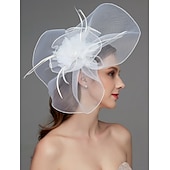 billige Coiffer-Blomst Fjær Net Fascinatorer Hatt Kentucky Derby Hodeplagg Trim 1 PC Hesteløp Damers Dag Hesteløp Elegant  Luksuriøs med Klips Hårbånd Hodeplagg å imponere Race Day Dress 2025