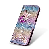 זול תיק טלפון אחר-טלפון מגן עבור Huawei מארז כרטיס ארנק P40 P40 Pro P20 P20 Pro P20 lite P30 P30 Pro P30 Lite P10 Lite P10 מחזיק כרטיסים עם מעמד מגנטי פרפר זוהר ונוצץ עור PU