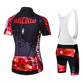 abordables Ensembles de vêtements pour femmes-Malciklo Femme Manches Courtes Maillot et Cuissard Avec Bretelles Velo Cyclisme Eté Elasthanne Lycra Polyester Rose + Blanc Violet Jaune Géométrique Britannique Grandes Tailles Vélo Maillot Collants