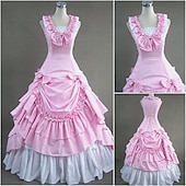 economico Vestiti-Abito Vittoriano Medievale 18° Secolo Lunghezza alla caviglia Lunghezza lunga Vestito Costume da festa Mascherata Taglie Forti Normale Su misura Patchwork Abito da ballo Costume Per donna Feste Balli