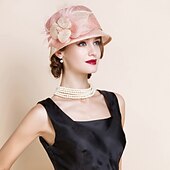 cheap Party Hats-Fascinators Hats 100% Linen Bucket Hat Melbourne Cup Elegant Romantic Wedding With Feather Headpiece Headwear