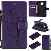 abordables Coques autres téléphones-téléphone Coque Pour Motorola Moto E4 Plus Portefeuille Clapet Portefeuille Porte Carte Arbre Fleur Dur faux cuir