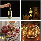 economico Striscie luci a batteria-led luci stringa bottiglia a forma di sughero decorazione di nozze all&#039;aperto 2m led notte luce stellata 30 pz 12 pz 10 pz filo di rame tappo bottiglia di vino lampada festa di nozze decorazione