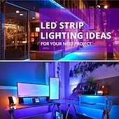 cheap Remote Control-RGB LED Strip Lights Set Dimmable 20m 65.6ft Tiktok Lights 600 LEDs 5050 SMD 10mm Remote Control RC Cuttable Linkable Suitable for Vehicles Self-adhesive Color-Changing IP44