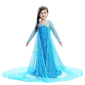 abordables Costumes pour filles-La Reine des neiges Princesse Elsa Robe Robe de demoiselle d&#039;honneur Combinaison A-ligne Robe à Motifs Cosplay de Film for Fille Journée des enfants Mascarade Mariage robe demoiselle d honneur