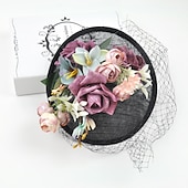 cheap Fascinators-Fascinators Hats Fall WeddingHeadwear Flax Horse Race Ladies Day Royal Astcot Vintage Style Flower Elegant With Floral Headpiece Headwear dress to impress Race Day Dress