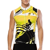 abordables Maillots Hombre-ILPALADINO Hombre Maillot de Ciclismo Sin Mangas Bicicleta Maillot Camiseta con 3 bolsillos traseros Resistente a los rayos UV Transpirable Bandas Reflectantes Compresión Amarillo Rojo Azul Piscina