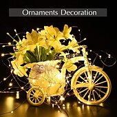 رخيصةأون يعمل بالبطاريات-حفل زفاف أنيق&amp;amp;حفل استقبال 8 أوضاع 10 م 100 أضواء خرافية LED مع جهاز تحكم عن بعد ومؤقت وأسلاك نحاسية مقاومة للماء تعمل بالبطارية وأضواء متلألئة للغرفة والحديقة&amp;amp;زينة الشجرة