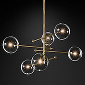 billige Globedesign-anheng lys glass globe design moderne nordisk stil 6-lys lysekrone malte overflater galvanisert metall 220v 110v varm hvit kald hvit