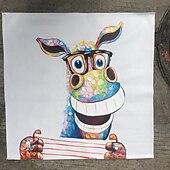 tanie Obrazy ze zwierzętami-Hang-Malowane obraz olejny Ręcznie malowane Kwadrat Zwierzęta Pop art Nowoczesny Naciągnięte płótka / Rozciągnięte płótno