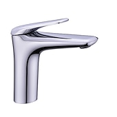 abordables Classiques-robinet pour lavabo - chrome simple / brossé / galvanisé centerset monocommande monotroubath taps / laiton
