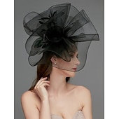 billiga Hattar och fascinators-Nät Fascinatorer  Huvudbonad  Huvudprydnad med Fjäder  Blomma  Trim 1 PC Bröllop  Speciellt Tillfälle  Te-Parti Huvudprydnad Klä dig för att imponera Fascinators Race Day Klänning