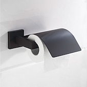 billige Tilbehørssett til badet-baderomstilbehør sett rustfritt stål med malte overflater toalettpapirholder/tårnstativ/toalettbørsteholder/kåpekrok 4 stk veggmontert matt svart