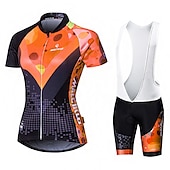 abordables Ensembles de vêtements pour femmes-Malciklo Femme Manches Courtes Maillot et Cuissard Avec Bretelles Velo Cyclisme Eté Elasthanne Lycra Polyester Rose + Blanc Violet Jaune Géométrique Britannique Grandes Tailles Vélo Maillot Collants