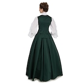 cheap Dresses-Victorian 1910s Edwardian Floor Length Dress Party Costume Prom Dress Juliet Sleeve Duchess Cerridwen Goddess Plus Size Feather Solid Color Ball Gown Round Neck Plus Size Women&#039;s Royal Daily Wear