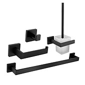 お買い得  浴室用アクセサリーセット-Bathroom Accessory Set 4 Piece Stainless Steel,Wall Mounted Towel Bar,Toilet Paper Holder,Toilet Brush Holder and Robe Hook,Bathroom Hardware Set(Black/Golden/Chrome/Brushed Nickel)