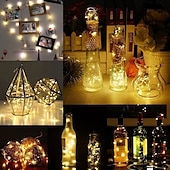 economico Striscie luci ad energia solare-luce solare esterna della stringa ha condotto la luce solare del giardino 2m 20led bottiglia di vino ad energia solare a forma di sughero stringa di filo di rame principale luce esterna festival