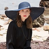 お買い得  パーティーハット-ポリエステル / 繊維 麦わら帽子 ととも​​に パール装飾 / ラッフル 1個 カジュアル / デイリーウェア かぶと