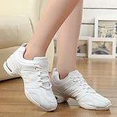 cheap Dance Sneakers-Women&#039;s Black Dance Sneakers with Gold Accents – Lightweight Breathable Lace-Up Athletic Shoes for Hip-Hop and Jazz
