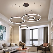 Χαμηλού Κόστους Πολυέλαιοι-4φωτα led 110w κυκλικός πολυέλαιος led μοντέρνα κρεμαστά φώτα χρυσό καφέ για σαλόνι μπαρ δωμάτιο γραφείο 4 στρώσεις dimmable με τηλεχειριστήριο ρυθμιζόμενο μόνο με τηλεχειριστήριο