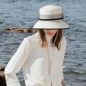 preiswerte Partyhut-Polyester-Strohhüte mit Schneefang / Zierleiste 1pc lässige Kopfbedeckung
