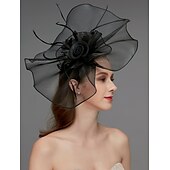 billige Coiffer-Blomst Fjær Net Fascinatorer Hatt Kentucky Derby Hodeplagg Trim 1 PC Hesteløp Damers Dag Hesteløp Elegant  Luksuriøs med Klips Hårbånd Hodeplagg å imponere Race Day Dress 2025