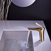 abordables Classiques-robinet pour lavabo - chrome simple / brossé / galvanisé centerset monocommande monotroubath taps / laiton