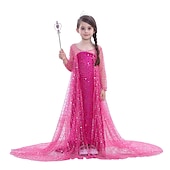 abordables Costumes pour filles-La Reine des neiges Princesse Elsa Robe Robe de demoiselle d&#039;honneur Combinaison A-ligne Robe à Motifs Cosplay de Film for Fille Journée des enfants Mascarade Mariage robe demoiselle d honneur
