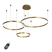 ieftine Design Cercuri-Candelabru cerc cu led 90w cu 1 lumină/ lămpi moderne cu pandantiv pentru sufragerie, cafenea, showroom/ dimensiune mare/ reglabil cu telecomandă/ wifi inteligent prin control vocal