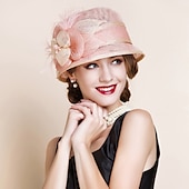 cheap Party Hats-Fascinators Hats 100% Linen Bucket Hat Melbourne Cup Elegant Romantic Wedding With Feather Headpiece Headwear