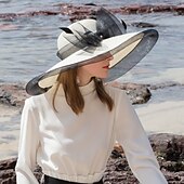 levne Party klobouky-Polyester / Tyl Sláma klobouky s Peří / Mašle 1ks Ležérní / Melbourne Cup Přílba
