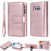 cheap Samsung Cases-Phone Case For Samsung Galaxy S23 S21 S20 Plus Ultra Wallet Case with Stand Holder Wallet Card Holder Solid Color Hard PU Leather