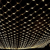 economico Plug in elettrico-luci nette a led 3m x 2m 200 luci nette a led luci per tende luci rete da pesca bianco caldo bianco blu multicolore albero di natale festa di decorazione della casa viola blu bianco caldo multi