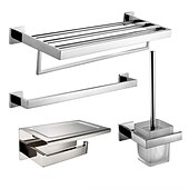levne Sada koupelnových doplňků-Sada koupelnových doplňků / Polička do koupelny / Držák na WC štětku Nový design / kreativita / Multifunkční Moderní Nerez + prvotřídní ABS / Nerez / Kov 4ks - Koupelnové Nástěnná montáž