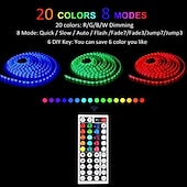 cheap Remote Control-RGB LED Strip Lights Set Dimmable 20m 65.6ft Tiktok Lights 600 LEDs 5050 SMD 10mm Remote Control RC Cuttable Linkable Suitable for Vehicles Self-adhesive Color-Changing IP44