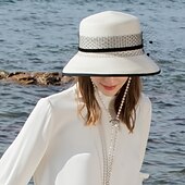 preiswerte Partyhut-Polyester-Strohhüte mit Schneefang / Zierleiste 1pc lässige Kopfbedeckung