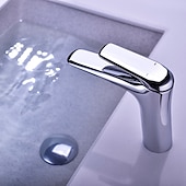 abordables Classiques-robinet pour lavabo - chrome simple / brossé / galvanisé centerset monocommande monotroubath taps / laiton