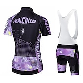 abordables Ensembles de vêtements pour femmes-Malciklo Femme Manches Courtes Maillot et Cuissard Avec Bretelles Velo Cyclisme Eté Elasthanne Lycra Polyester Rose + Blanc Violet Jaune Géométrique Britannique Grandes Tailles Vélo Maillot Collants