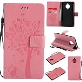 abordables Coques autres téléphones-téléphone Coque Pour Motorola Moto E4 Plus Portefeuille Clapet Portefeuille Porte Carte Arbre Fleur Dur faux cuir