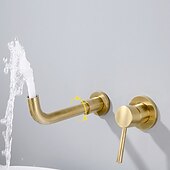 お買い得  壁掛け水栓金具-バスルームのシンクの蛇口ウォールマウントブラシ付きウォールマウントシングルハンドル2穴バスタップ