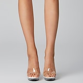 billige Plattformhæler-Dame Høye hæler Tresko &amp; Tøfler Jelly Sandaler Sexy sko Klare sko Fest Daglig Fest / aften Helfarge Ensfarget Sommer Plattform Høy Hæl Høyhælte Titte Tå Sexy Klassisk minimalisme PVC Tøfler Svart