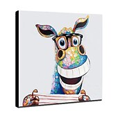 tanie Obrazy ze zwierzętami-Hang-Malowane obraz olejny Ręcznie malowane Kwadrat Zwierzęta Pop art Nowoczesny Naciągnięte płótka / Rozciągnięte płótno