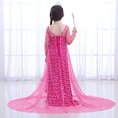 abordables Costumes pour filles-La Reine des neiges Princesse Elsa Robe Robe de demoiselle d&#039;honneur Combinaison A-ligne Robe à Motifs Cosplay de Film for Fille Journée des enfants Mascarade Mariage robe demoiselle d honneur