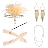 abordables Accessoires et plus-ancien Années 1920 Gatsby le Magnifique Serre Tête Flapper Ensemble d'accessoires Charleston Invité au mariage Plume Déguisement Femmes Réception de mariage Enterrement de Vie de Jeune Fille Festival