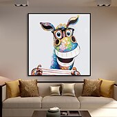 tanie Obrazy ze zwierzętami-Hang-Malowane obraz olejny Ręcznie malowane Kwadrat Zwierzęta Pop art Nowoczesny Naciągnięte płótka / Rozciągnięte płótno