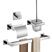 billige Tilbehørssett til badet-Tilbehørssett til badeværelset / Toalettrullholder / Krok Nytt Design / Kreativ Moderne Rustfritt Stål + A-klasse ABS / Rustfritt Stål / Metall 4stk - Baderom Vægmonteret
