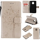 abordables Coques autres téléphones-téléphone Coque Pour Motorola Moto E4 Plus Portefeuille Clapet Portefeuille Porte Carte Arbre Fleur Dur faux cuir