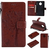 abordables Coques autres téléphones-téléphone Coque Pour Motorola Moto E4 Plus Portefeuille Clapet Portefeuille Porte Carte Arbre Fleur Dur faux cuir